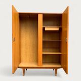 Rattan wardrobe and its compass-legged chest of drawers, 1960
