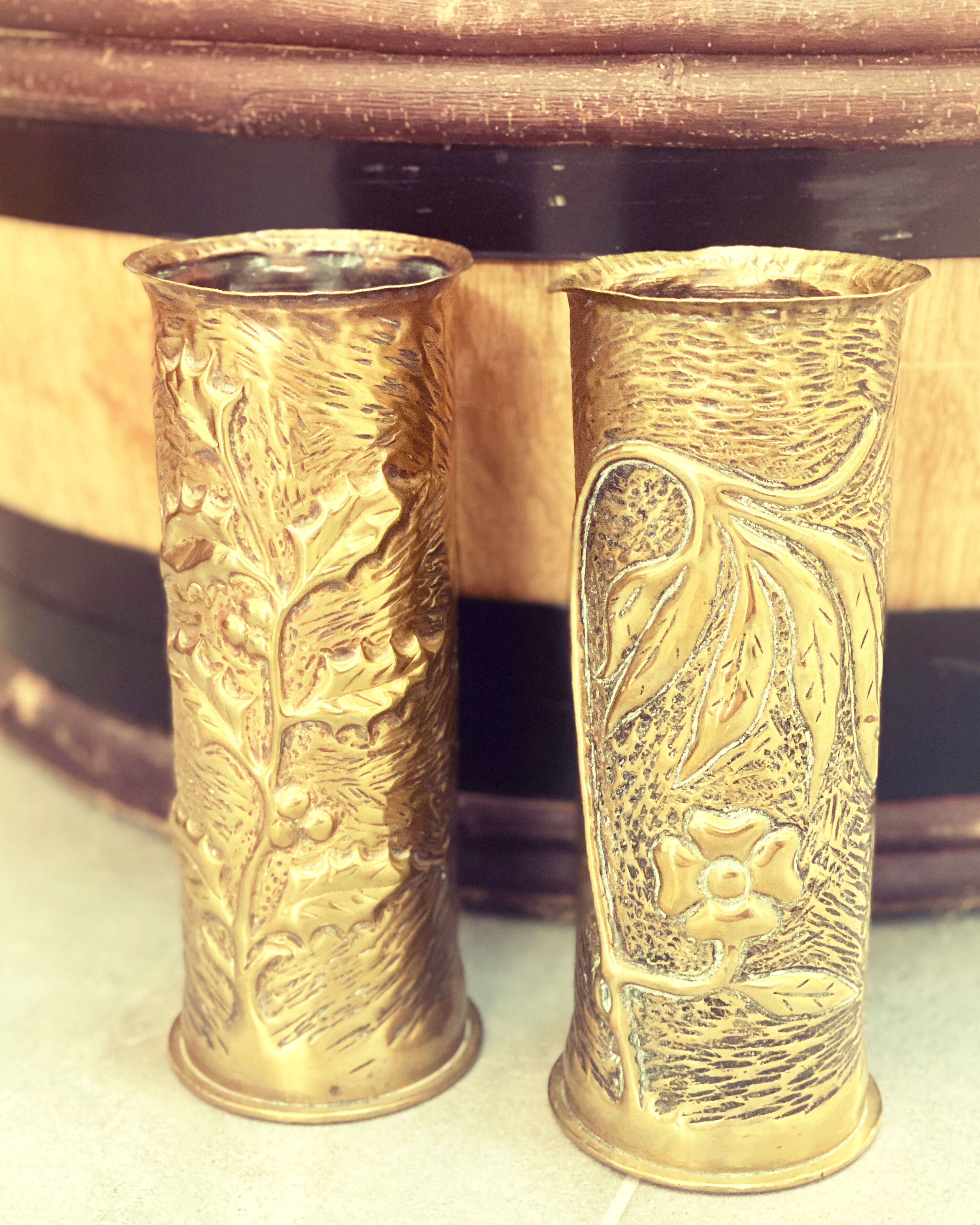 Pair of copper vases - shells 1914-18 - German - trench art