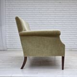1960s, Danish 3-seater sofa, light green furniture velour.
