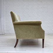 1960s, Danish 3-seater sofa, light green furniture velour.