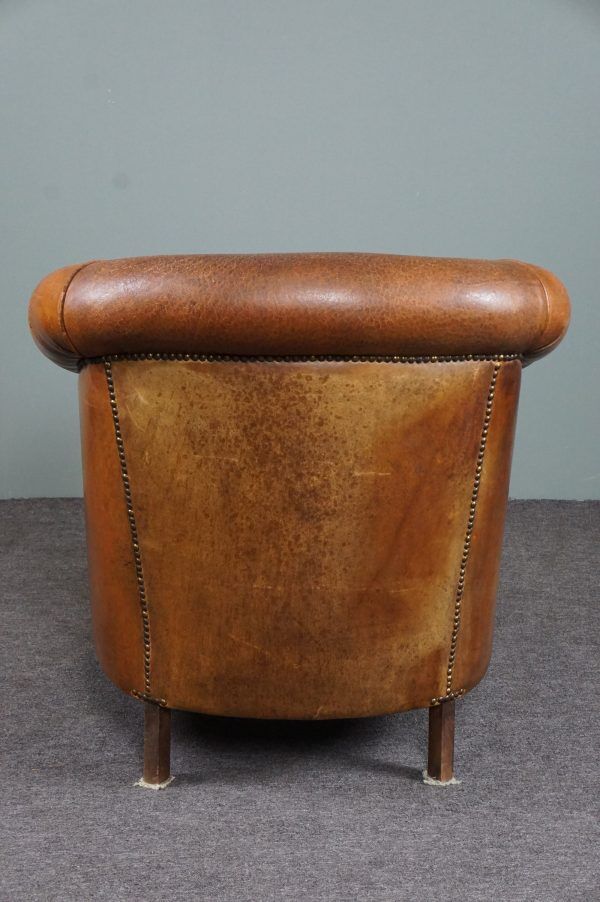 Fauteuil club en cuir de mouton robuste
