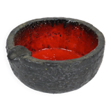 Fat Lava Pottery Ceramic Ashtray Bright Red Plem Vintage 13cm