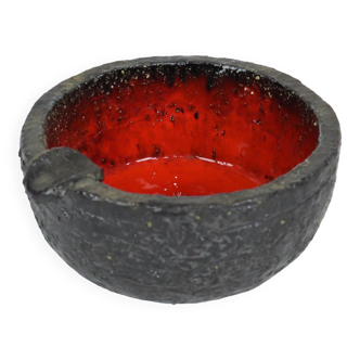 Fat Lava Pottery Ceramic Ashtray Bright Red Plem Vintage 13cm