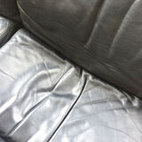 Danish sofa and armchairs curved wood and leather