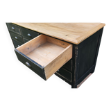 Old trading counter nine drawers black patina trade furniture