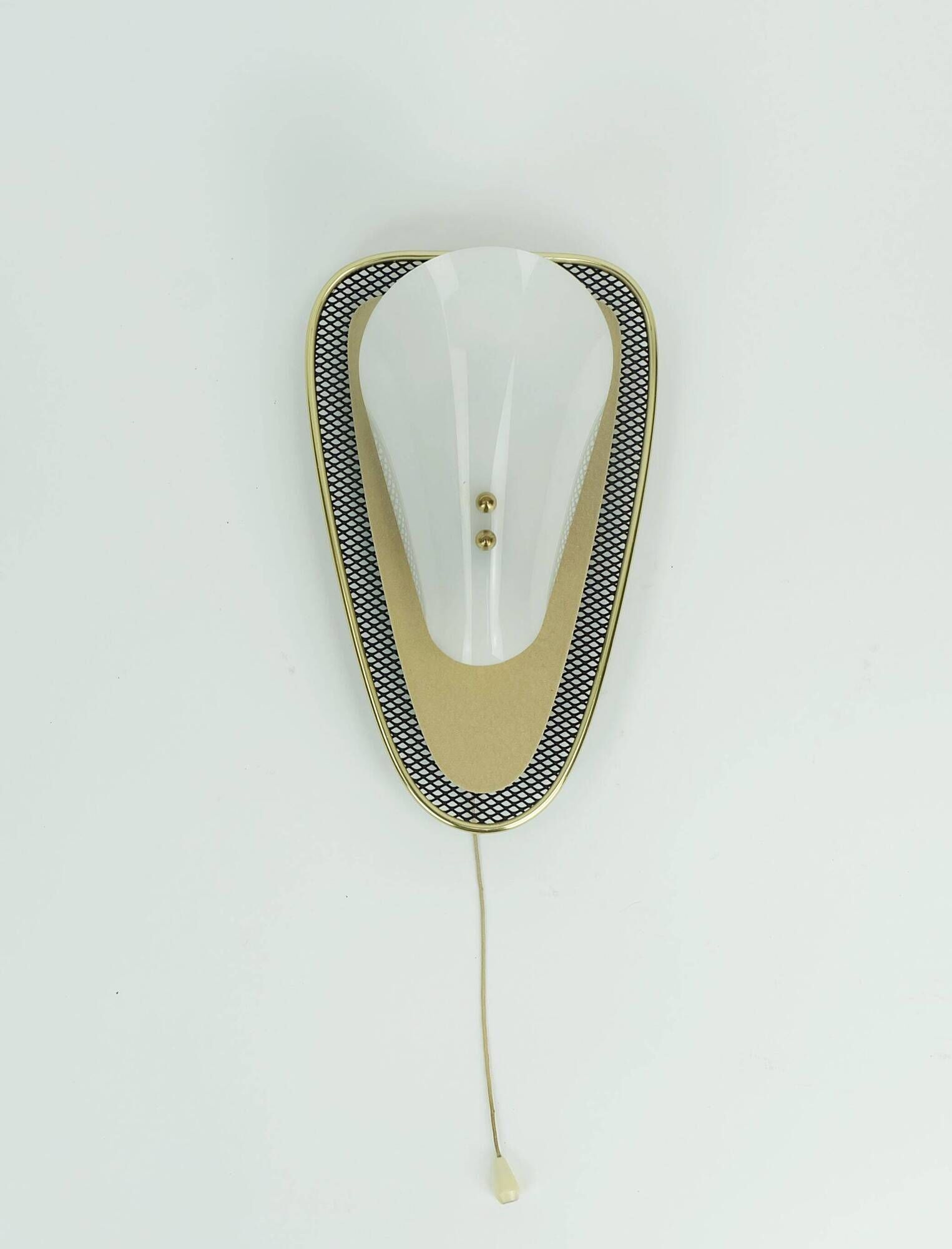 1950s sconce metal mesh and brass with white acrylic shades