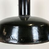 Industrial Black Enamel Factory Pendant Lamp with Iron Top, 1950s