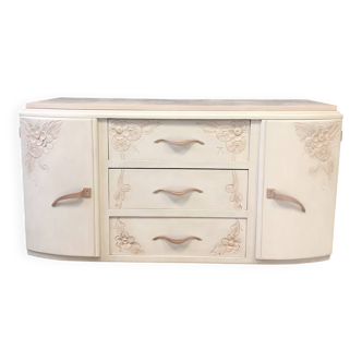 Art Deco commode with moustache legs, refurbished.