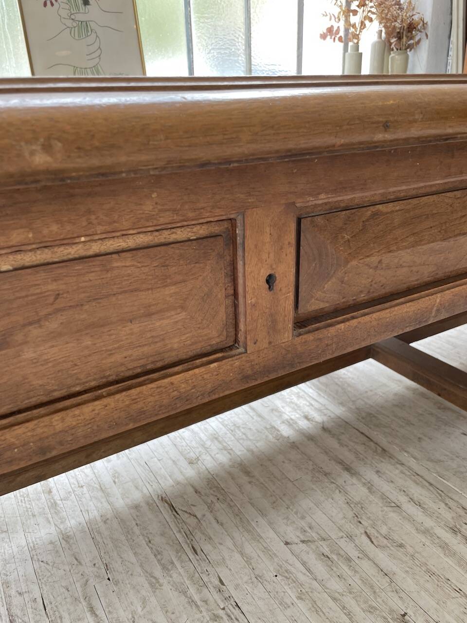 Solid walnut farmhouse castle table 1900 XXL