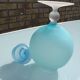Blue frosted glass bottle/vase on foot