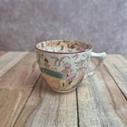 Tasse ancienne en terre de fer Sarreguemines modèle Kyoto polychrome