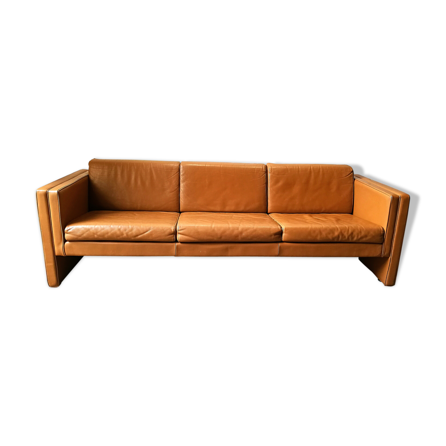 Canapé 3 places mobilier international cuir années 70-80
