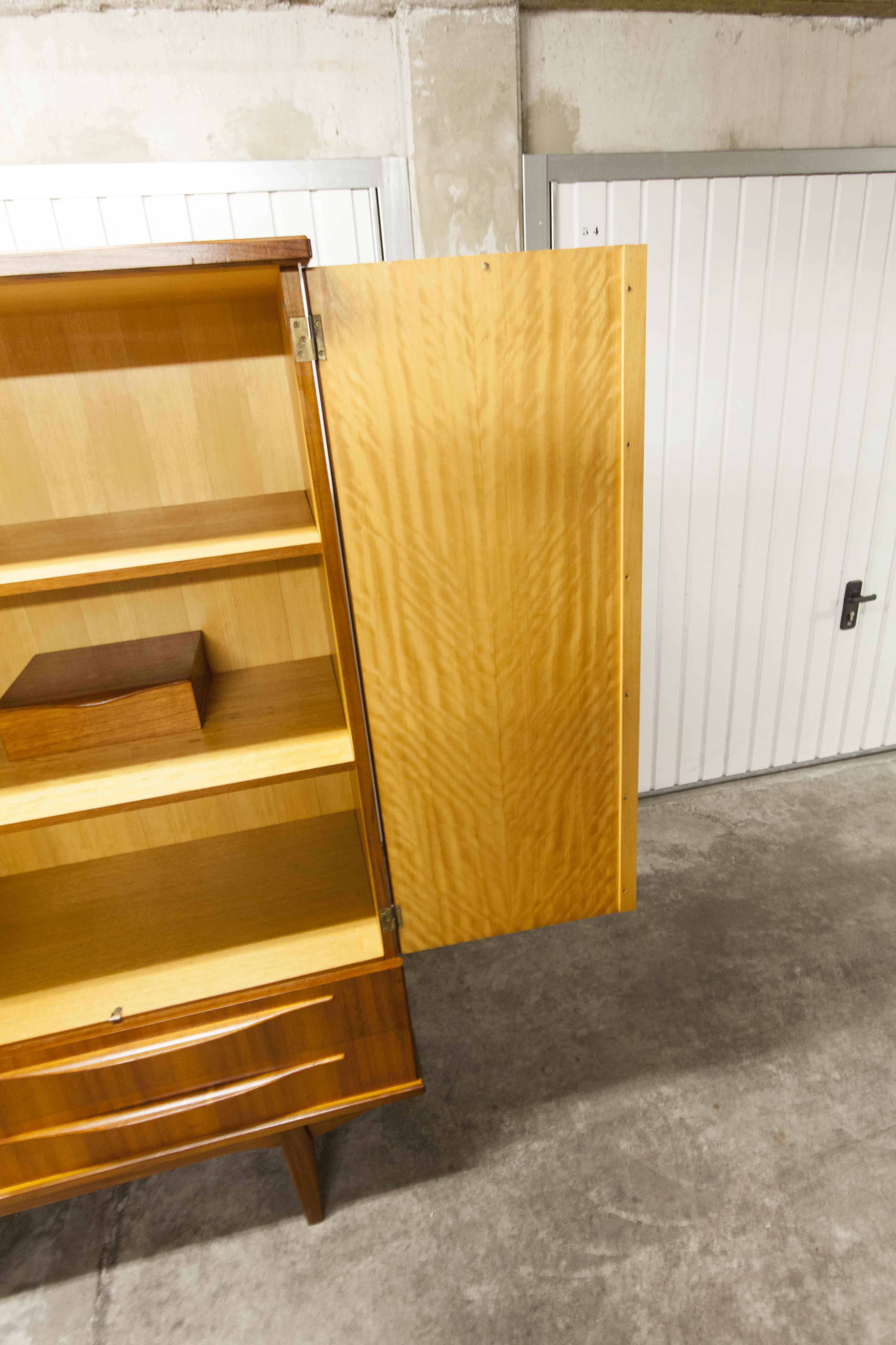 Scandinavian teak cabinet 4 doors 2+1 drawers wardrobe 1960