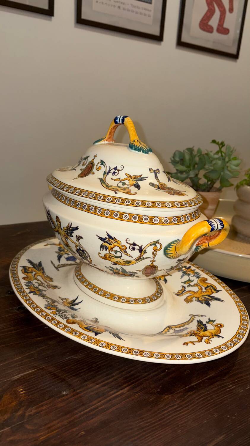 Vintage soup tureen – Gien pottery – Art Deco