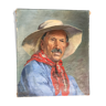 Huile sur toile "Homme au foulard rouge" 1942 par AVRIL