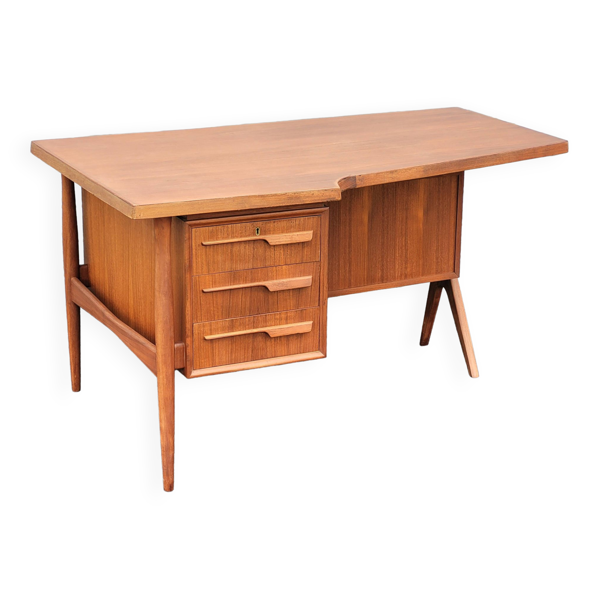 Exceptional Vintage Boomerang desk designed by Jacques Hauville 1960 p