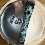 Black and white Vallauris vase, H. Caillet flower, vintage graphic 1960 1970