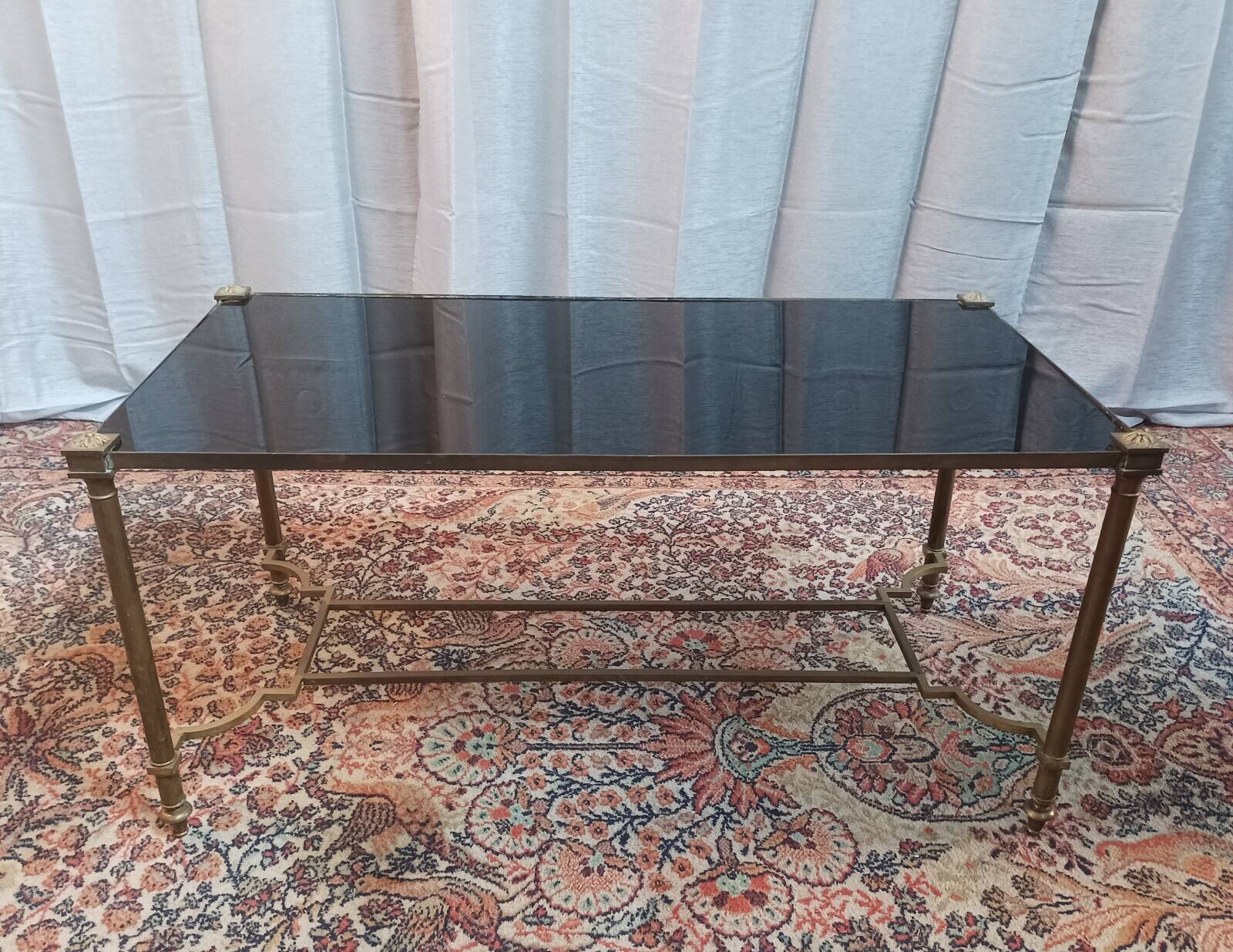 Vintage coffee table in brass and glass
