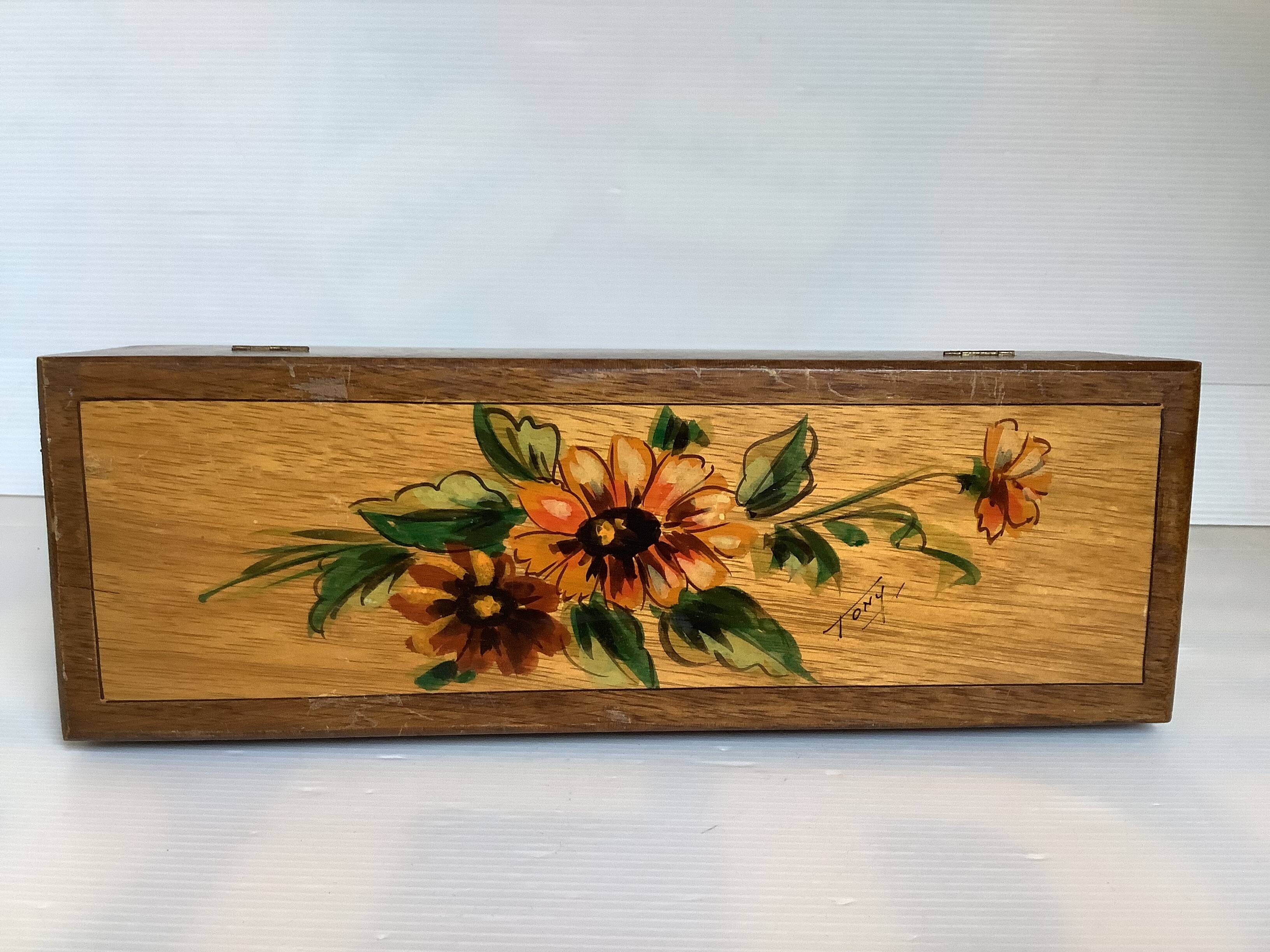 Hand decorated wooden box