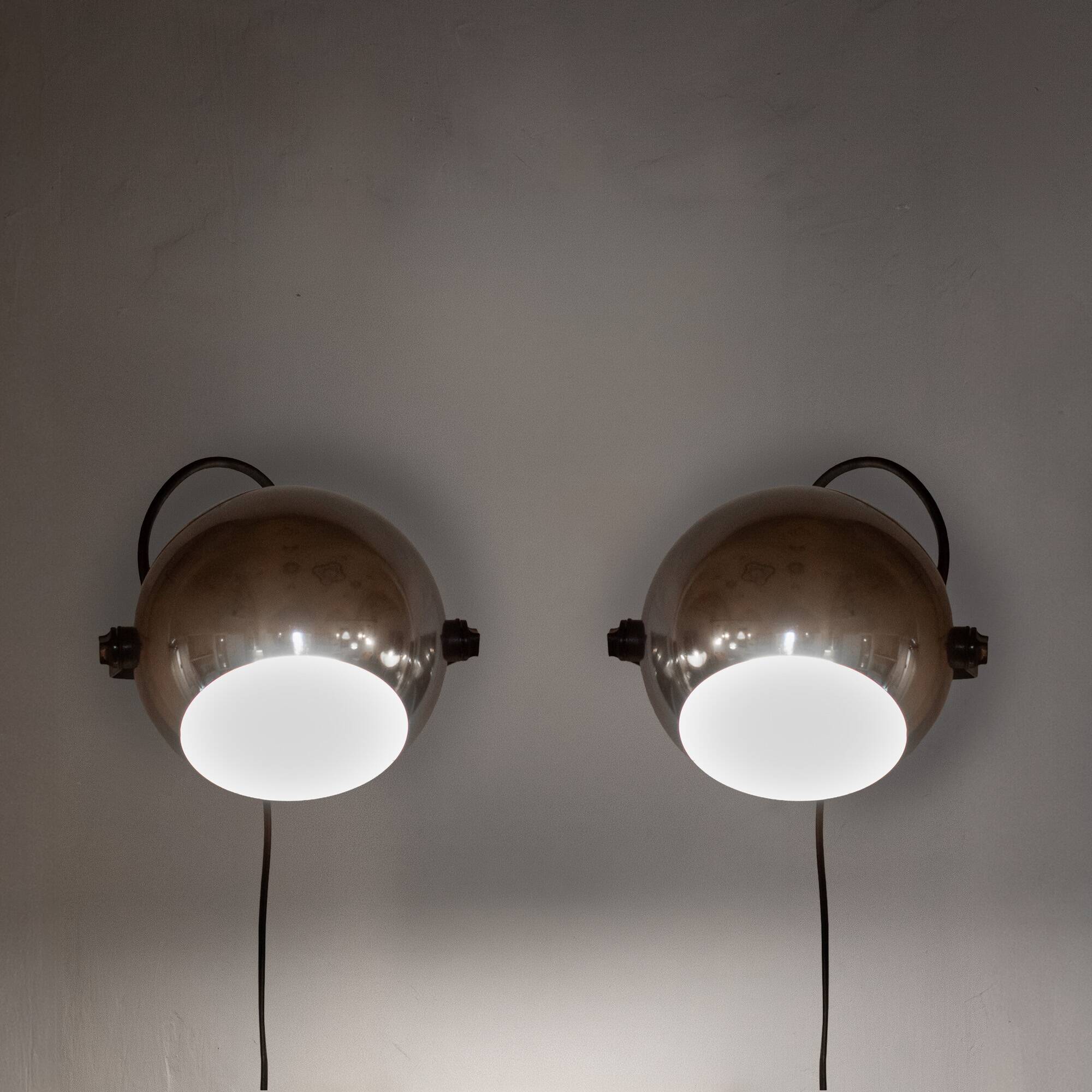 Pair of Targetti Sankey "Alta Lite" Chromed Wall Sconces - Space Age Spotli