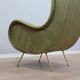 Fauteuil italien des années 1950 style Senior Zanuso en velours vert.
