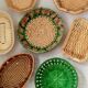 Composition of vintage colorful baskets