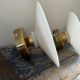 Pair of vintage white opaline wall lamps electrified to nine