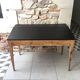 adult-sized desk with black flap & raw natural