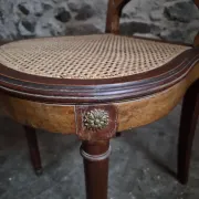 Set of 6 antique Louis XVI style dining chairs with caning.