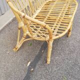 Vintage rattan bench