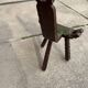 Spanish brutalist chair in solid wood and olive green leather, 1950s.