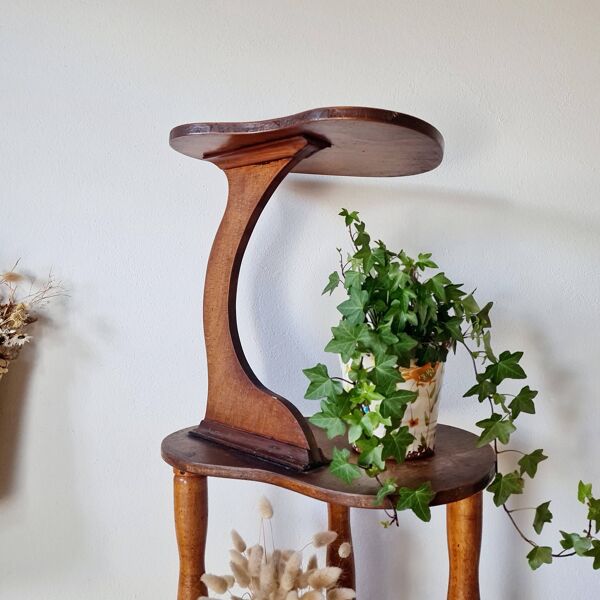 Sellette ancienne en bois - porte-plantes tripode