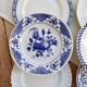 6 mismatched antique blue and white dinner plates – earthenware, porcelain