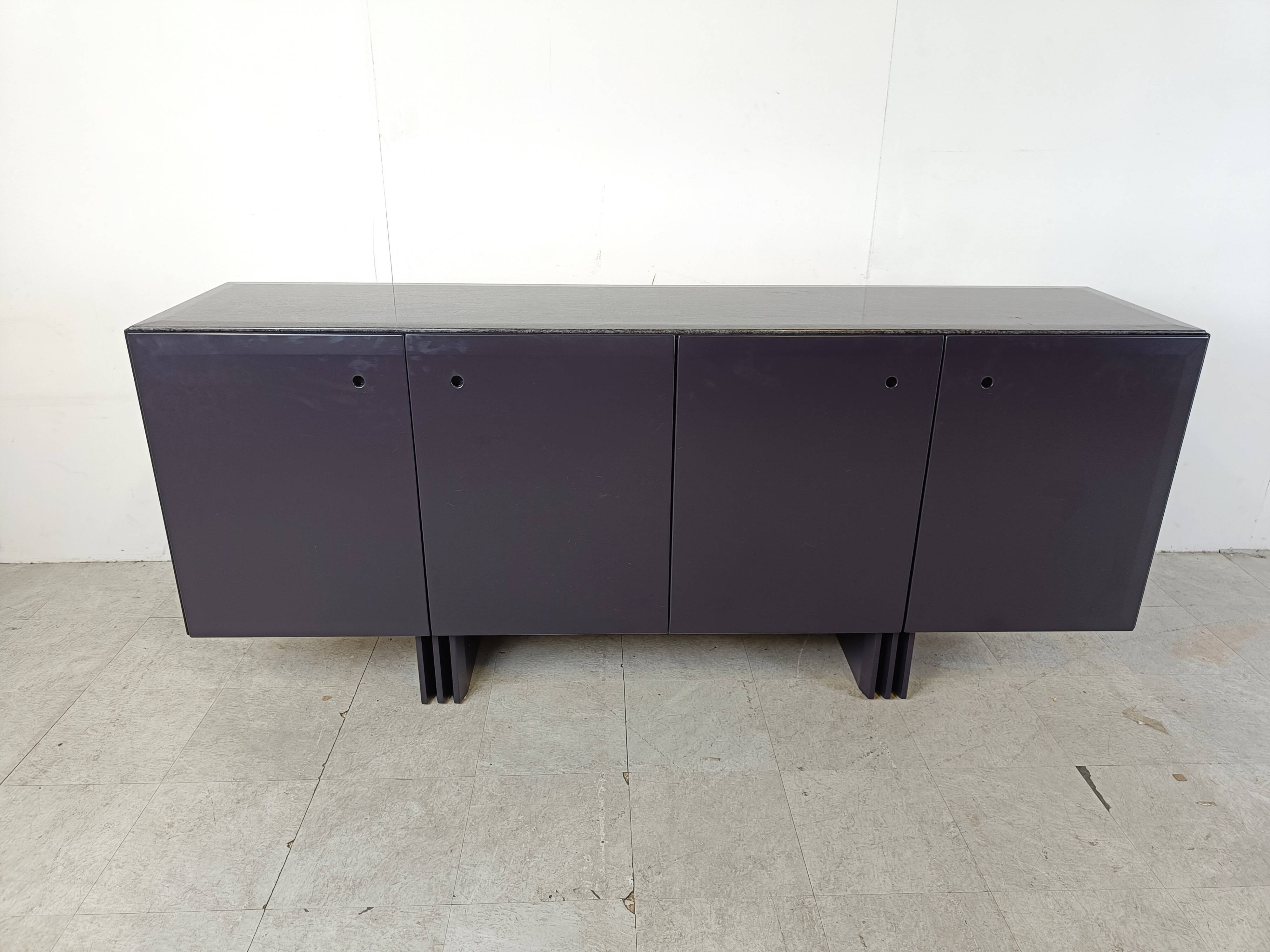 Vintage dark blue sideboard, 1980s