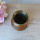 Old small brass and enamel vase with floral decoration, Small artisanal brass pot
