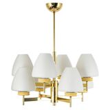 Sputnik chandelier with opaline glass by Kaiser, Germany, 1970s.