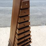 Column 9 drawers pyramid shape solid teak