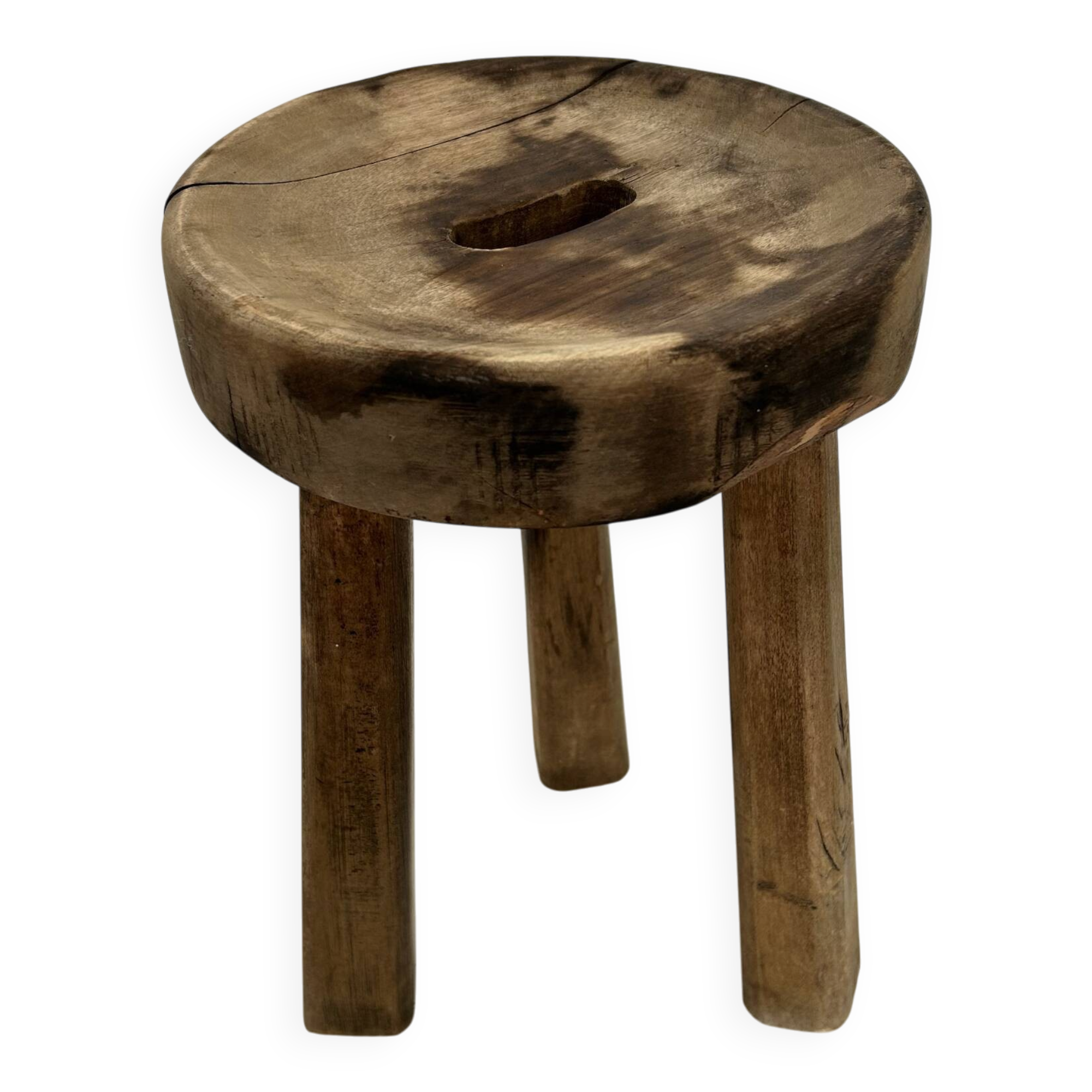 Patinated tripod stool