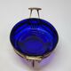 Antique gold metal and cobalt blue glass centerpiece planter