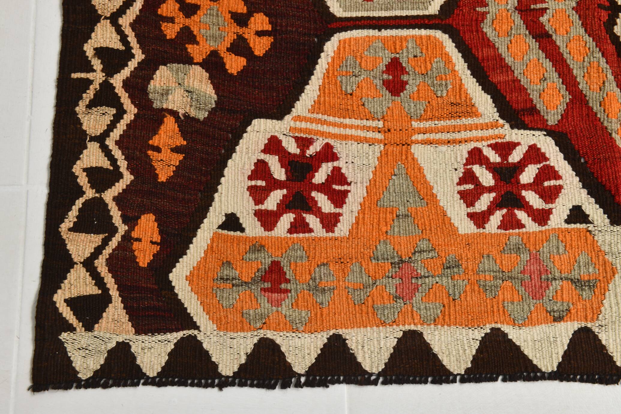 159x249Cm Soft Orange and Red Vintage Kilim Rug, Bohemian Kilim Rug