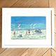 Plaisirs de la plage in Saint Lunaire, gouache on cardboard signed Fanch Lel