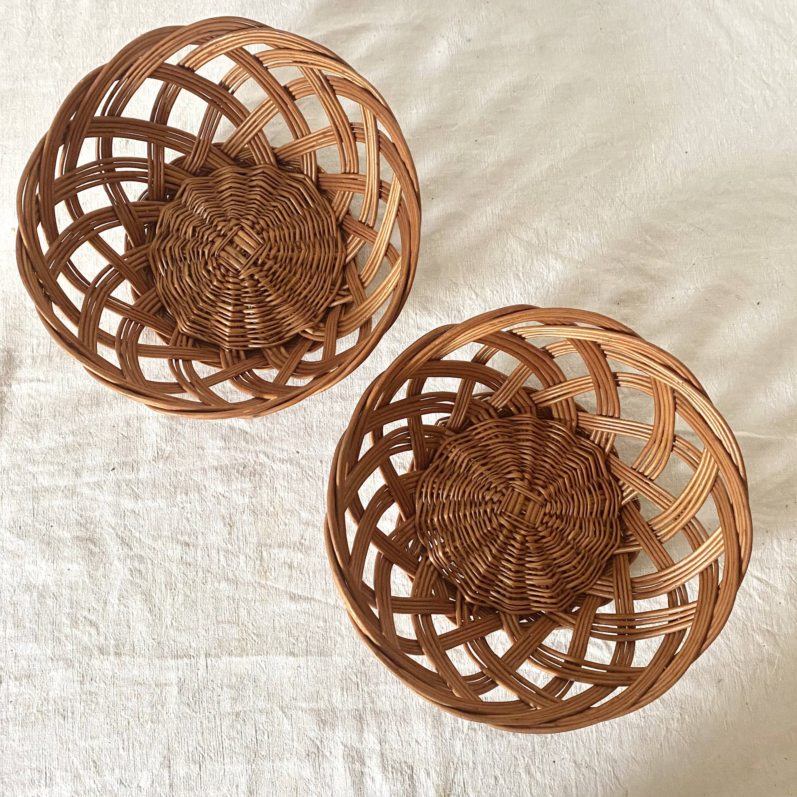 Vintage woven wicker baskets