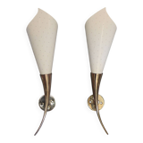 Pair of brass and perforated metal wall lights, wall sconce, decorative