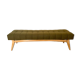 Wooden bench and green fabric