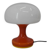Space Age Orange and White Glass Mushroom Table Lamp by Valašské Meziříčí,