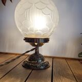Vintage globe lamp in glass and brass