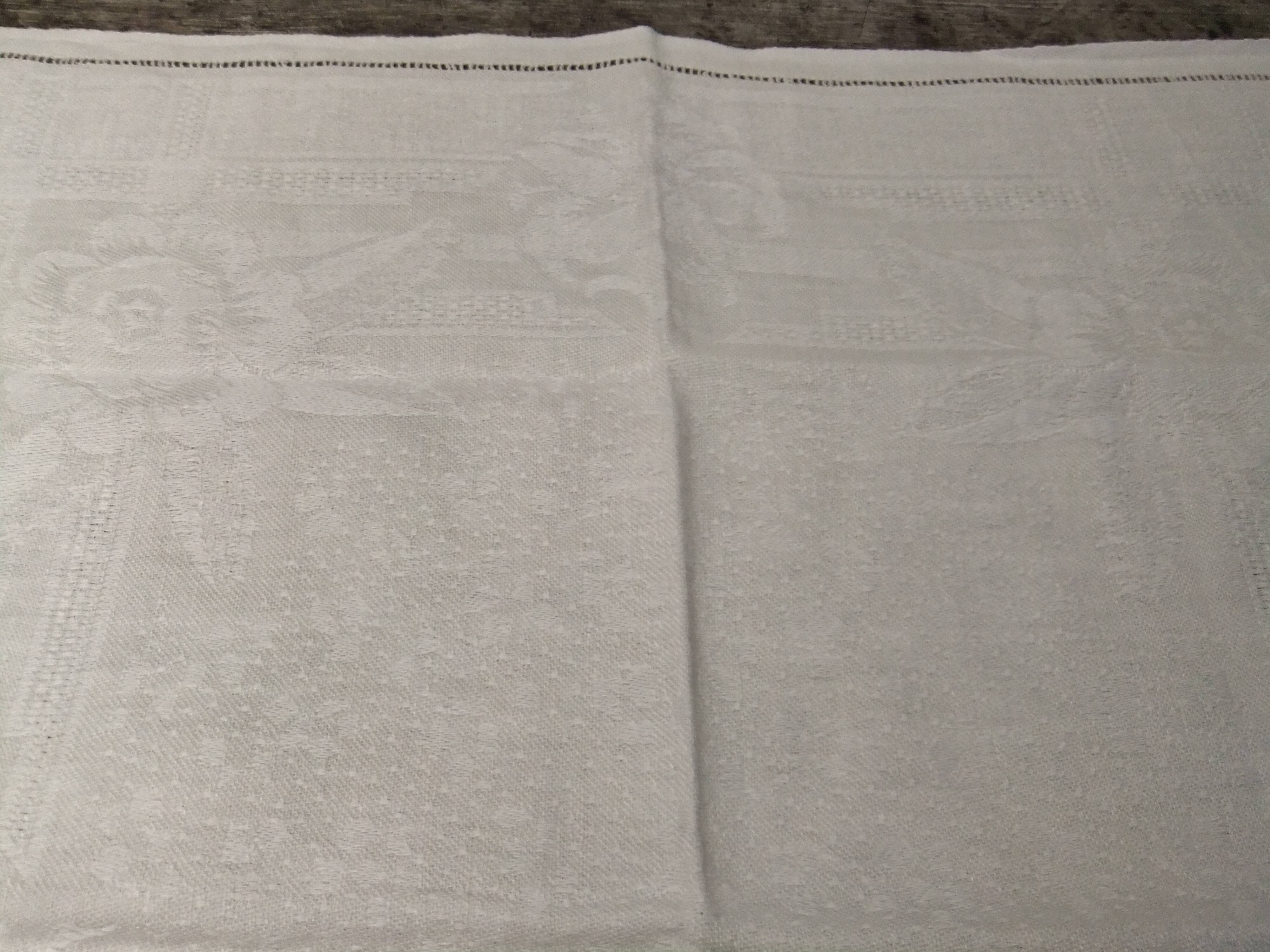 Old damask napkins with flower decoration set of 9