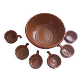 Vintage soup or gratin service in glazed earthenware. 7 pieces.