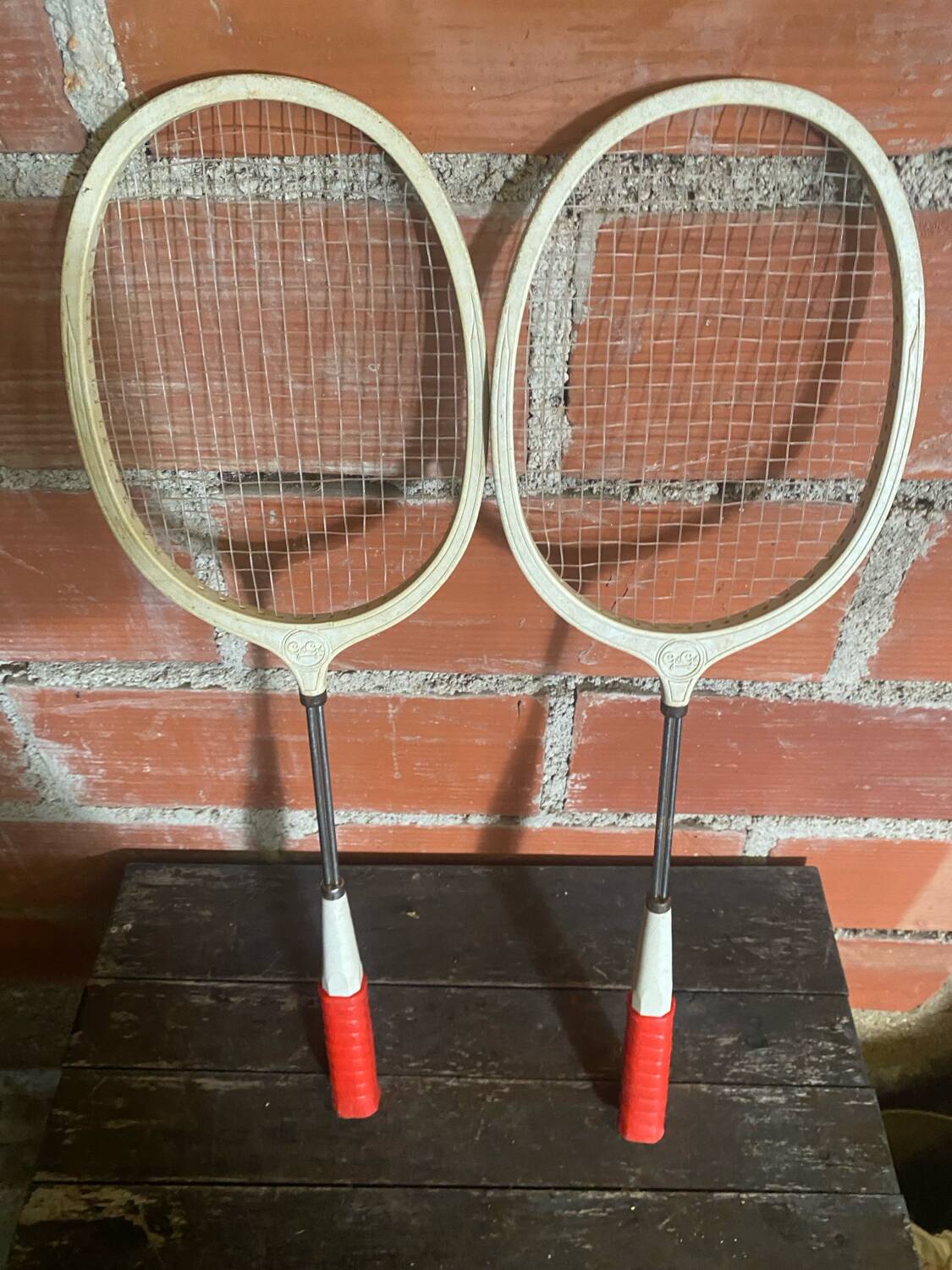 Vintage 70s GEGE Plastic + Metal Badminton Racket Pair