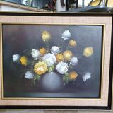 Oil on canvas with bouquet